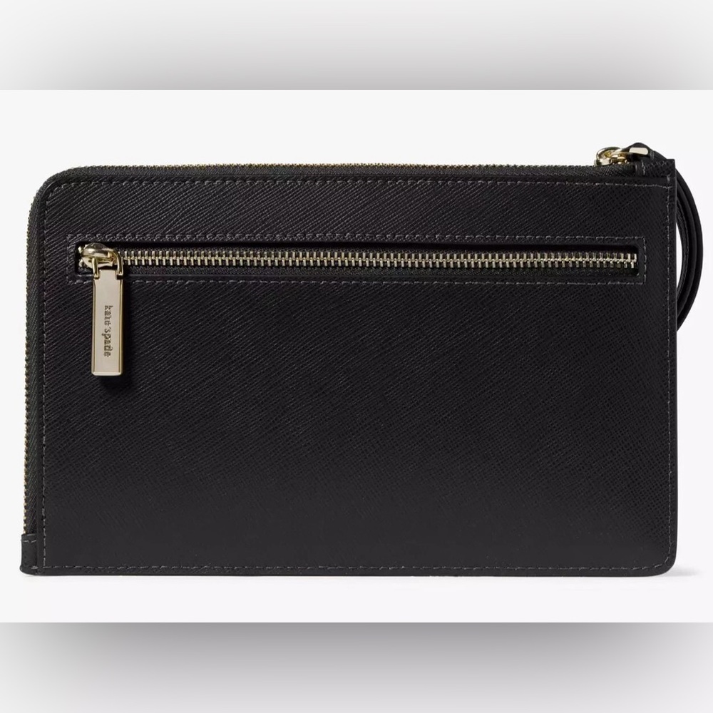 Kate Spade Staci Medium L-Zip Wristlet Black Leather Wallet NWT $139 - Picture 2 of 8